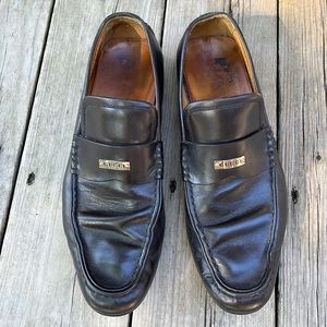 Gucci vintage loafers black leather rubber bottom size 10